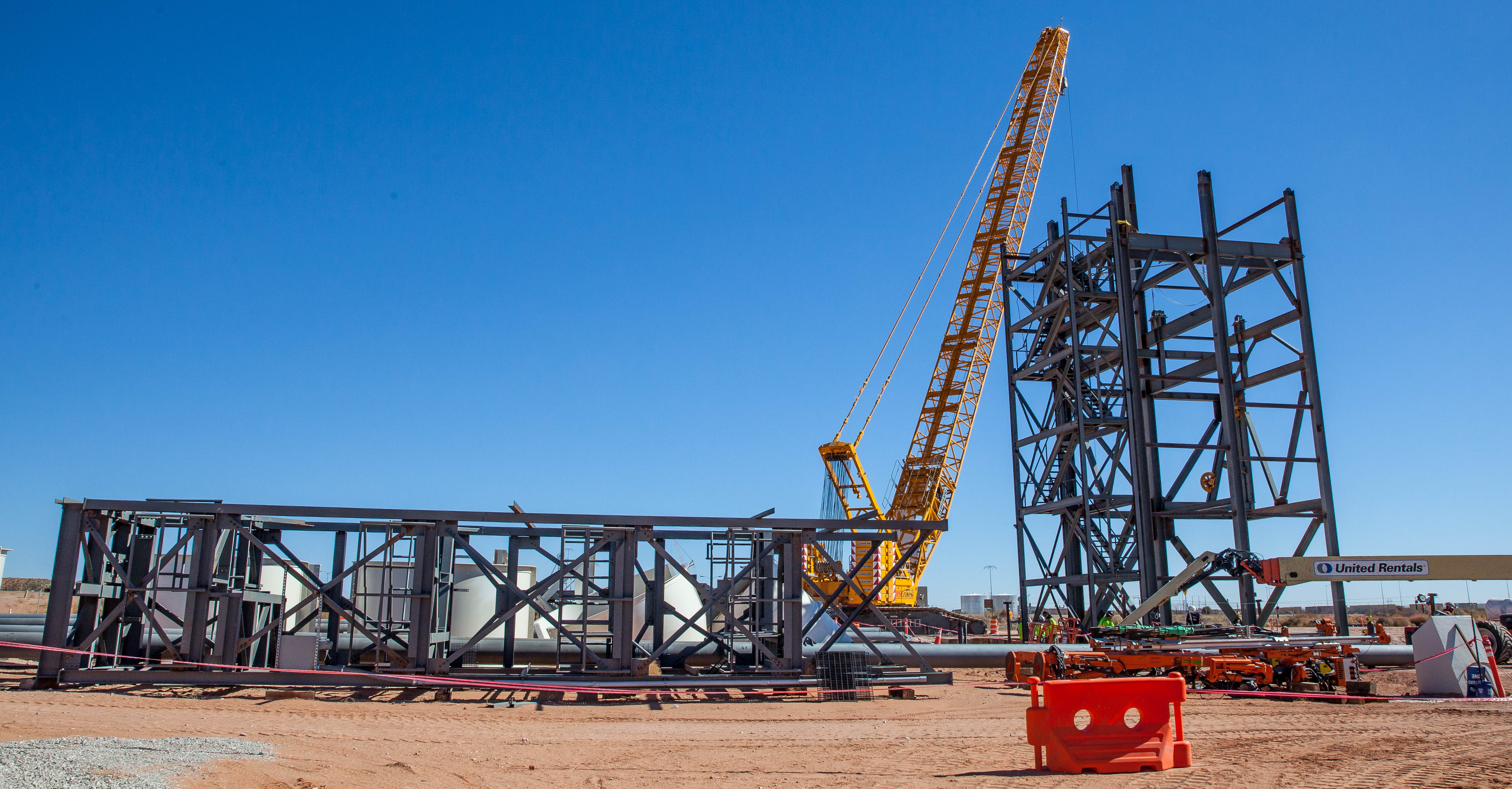 View of the utility shaft headframe